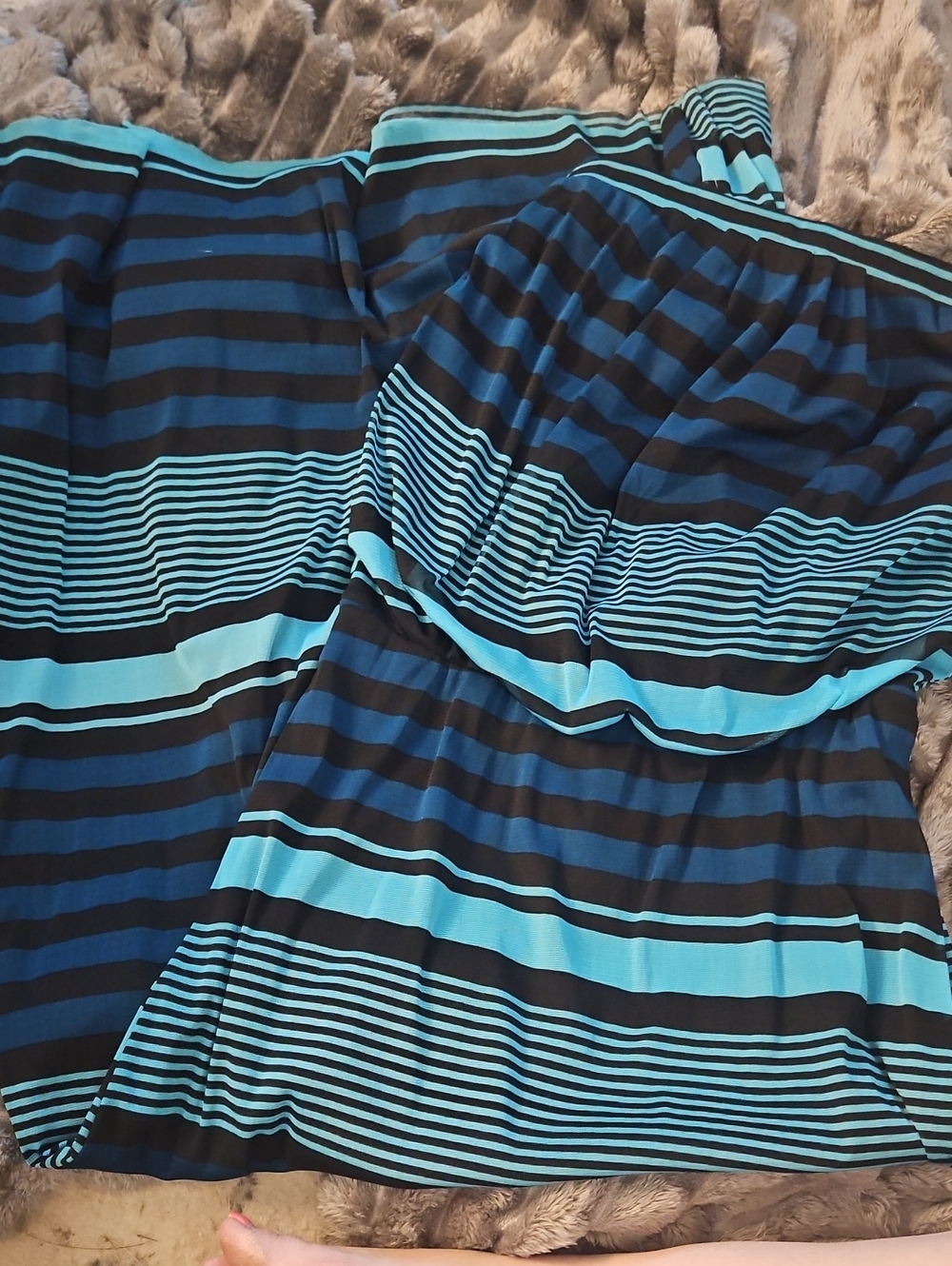 Cynthia Rowley Turquoise and Black Striped Swim Coverup Maxi